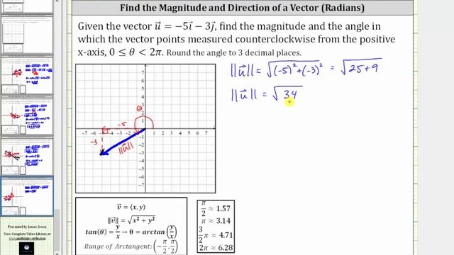 Find the Magnitude and Direction of a Vector: Radians in Quadrant 3 смотреть онлайн
