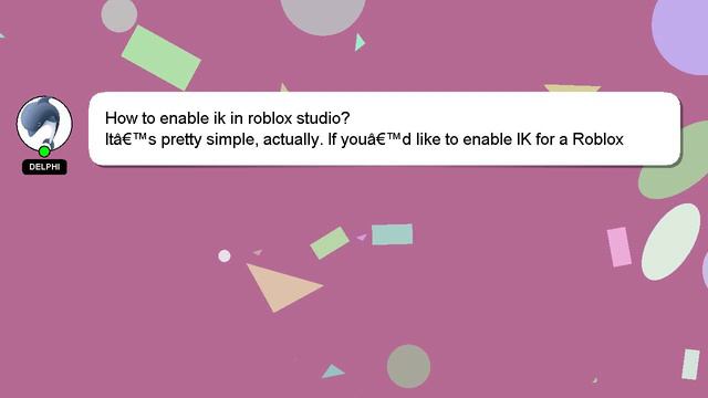 How to enable ik in roblox studio? смотреть онлайн