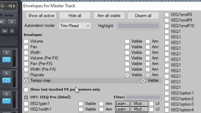 Плавное изменение темпа трека в Reaper