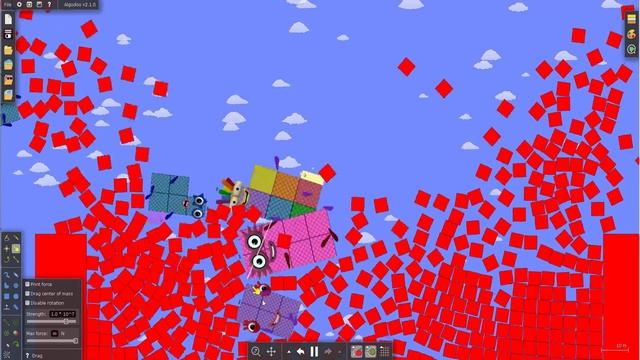 Giant Numberblocks and Bounce Ball - The floor is Lava!! (Survival Challenge) by Algodoo смотреть онлайн