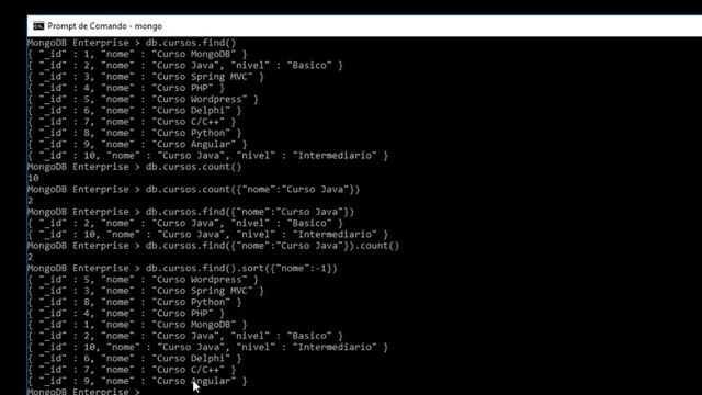 PRIMEIROS PASSOS COM MONGODB - AULA 10 - count, limit, sort e skip смотреть онлайн