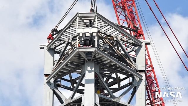 Orbital Launch Table Rolled Out - Launch Tower Section 9 lifted into Place | SpaceX Boca Chica смотреть онлайн