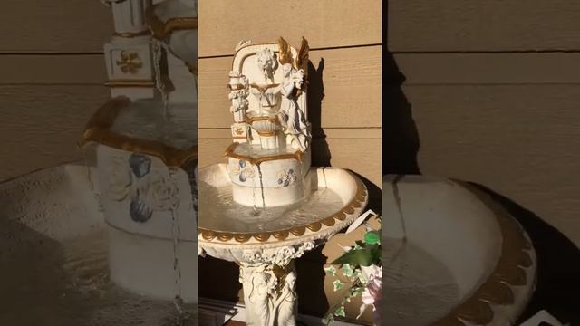 Art water fountain with fairies and lion, фонтан с феями и львом. смотреть онлайн