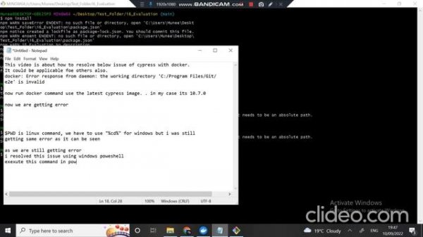 docker: Error response from daemon: the working directory 'C:/Program Files/Git/e2e' is invalid