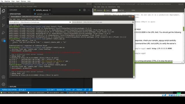 DevNet Lab 6.2.7 Build a Sample Web App in a Docker Container смотреть онлайн