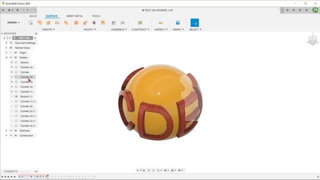 Fusion 360 - Embossed Text on Sphere Part II смотреть онлайн