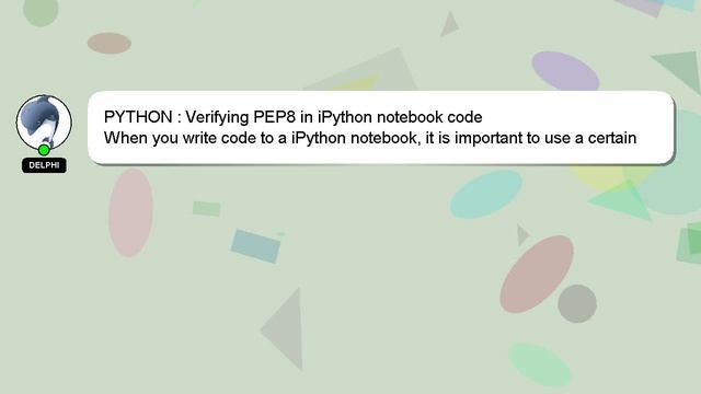 PYTHON : Verifying PEP8 in iPython notebook code смотреть онлайн