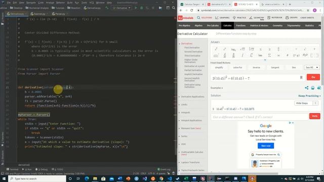 Python Center Divided Difference Method Calculator (Derivative Estimation) (Numeric Methods Part 2 смотреть онлайн