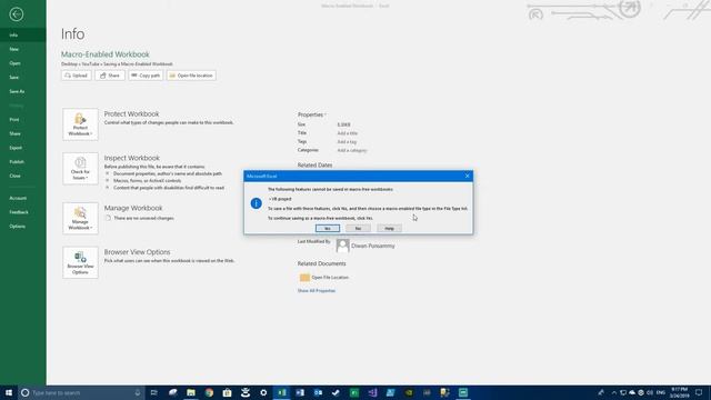 VBA: Saving a Macro Enabled Workbook смотреть онлайн