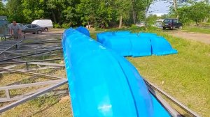 Хаусбот.Видеодневник стр.2. Монтаж поплавков понтона из модулей плавучести Ротомо.