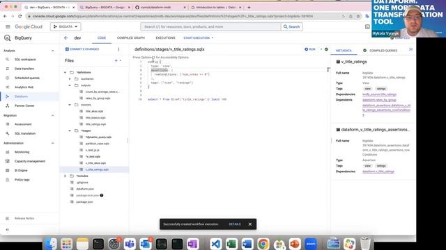 Dataform. One more data transformation tool by Mykola Vynnyk смотреть онлайн