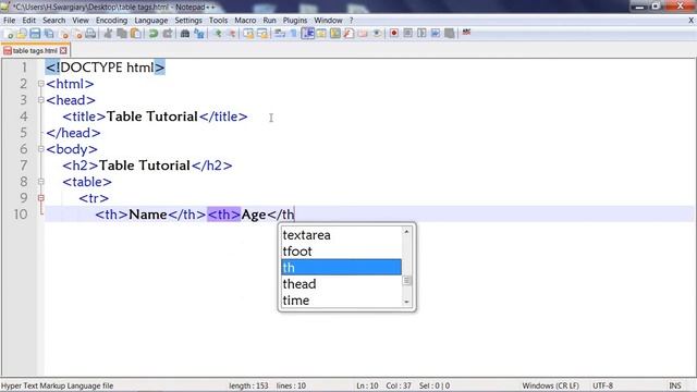 HTML Table Tutorial tags and border смотреть онлайн