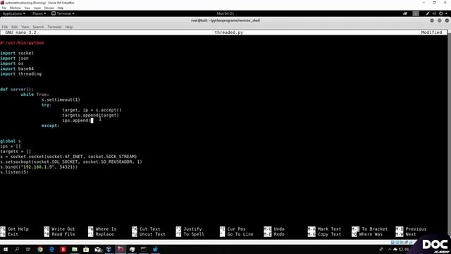 2 Accepting connections with a thread #coding #ethicalhacking #study #codinglife смотреть онлайн
