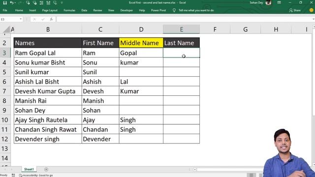Excel formula for first - middle and last name || Populate first - middle and last name without VBA смотреть онлайн