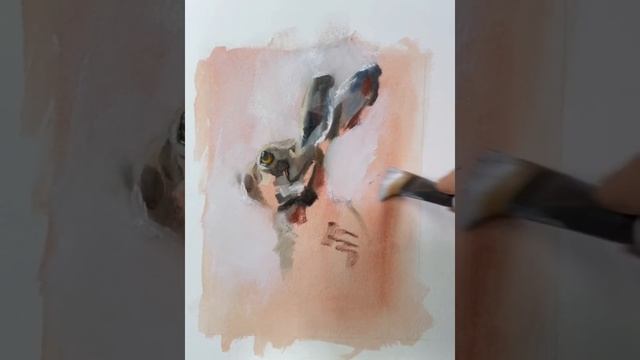 Hare oil sketch on paper. Time lapse смотреть онлайн