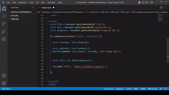 Upload Progress Bar (native alternative to Fetch using XMLHttpRequest) – JavaScript Tutorial смотреть онлайн