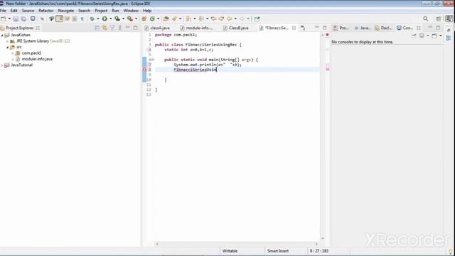 Fibonacci series using Recursion in java( Eclipse ide) смотреть онлайн