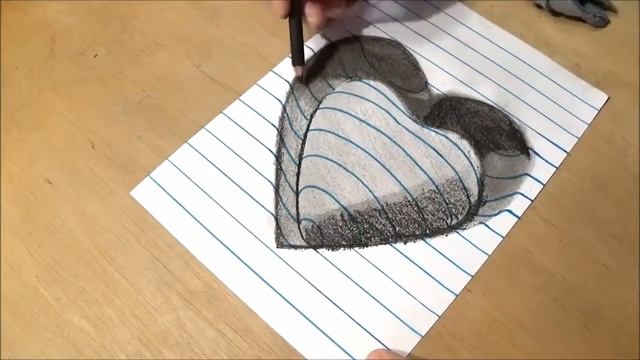 Как нарисовать 3D-сердце - Рисование 3D-сердца с помощью древесного угля смотреть онлайн