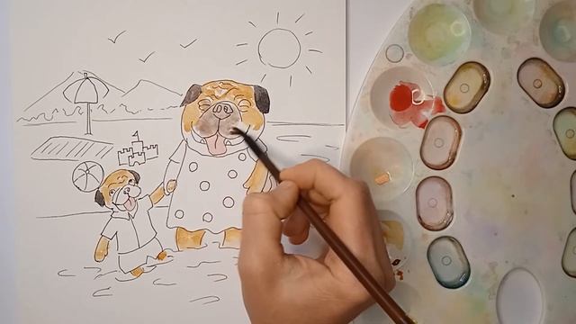 Как нарисовать мопсов. Очень просто смотреть онлайн
