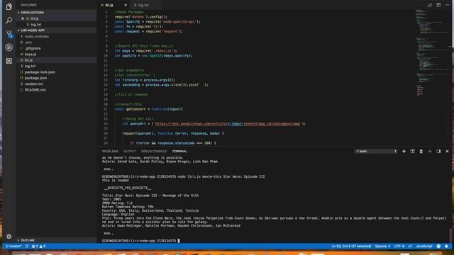 Liri Node app VM смотреть онлайн