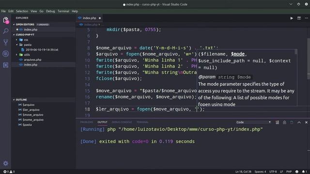 Manipulando arquivos e pastas com PHP - Aula 33 смотреть онлайн