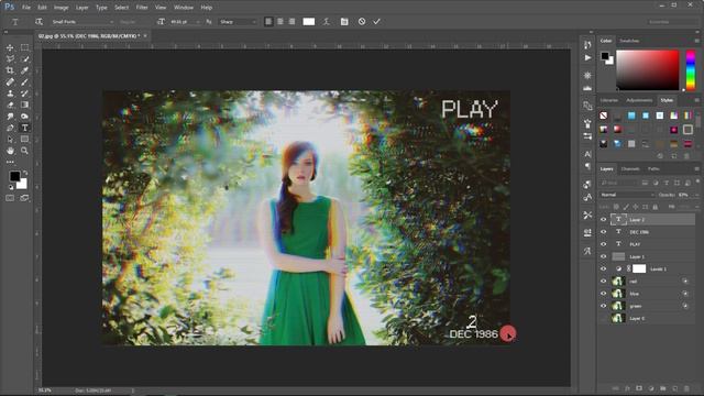 How to Create VCR VHS Glitch Effect In photoshop-Photoshop Tutorial смотреть онлайн