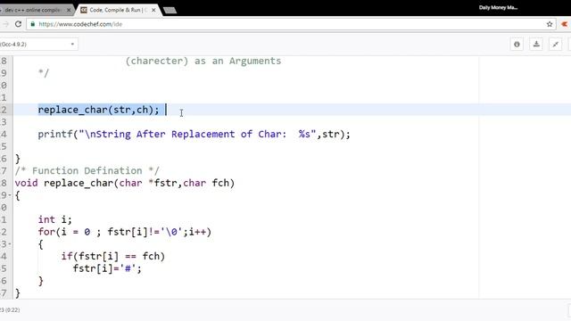 C Program Replace Charecter with # in String смотреть онлайн