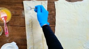 Печенье Ушки из слоёного теста.  Слоеное и Хрустящее