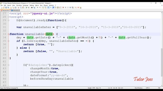 Disable Particular Date In jQuery UI DatePicker in Tamil смотреть онлайн