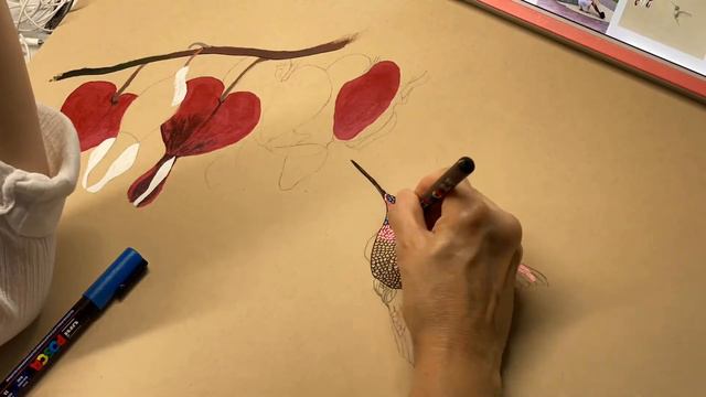 Bleeding hearts and the hummingbird painting with acrylics смотреть онлайн