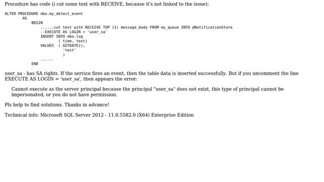 Service Broker and procedure which contains Execute as смотреть онлайн