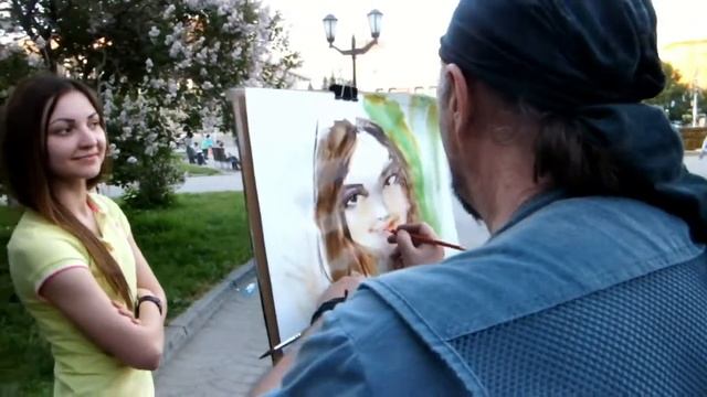 Портрет акварелью ALLA PRIMA (без контура!) в реальном времени 10 минут! смотреть онлайн