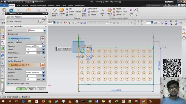Siemens NX - Sketch Part-5 - Pattern Curve смотреть онлайн