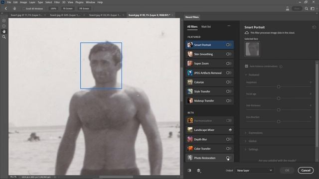 New Photo Restoration Neural Filter in Photoshop смотреть онлайн