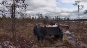 Прёт как танк. 1 ч.В болоте гусеничный буксировщик  Помор х 6.