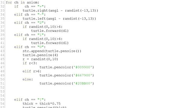 L-система. Создание деревьев. (Python) смотреть онлайн