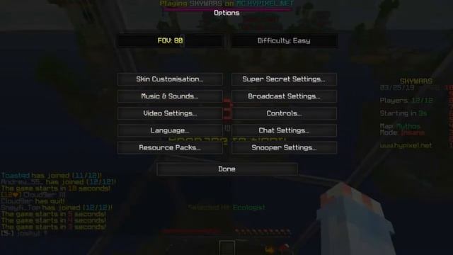 МОИ НАСТРОЙКИ МАЙНКРАФТ??? + ТОП РП!!! [Hypixel SkyWars Mini-Game Minecraft] смотреть онлайн