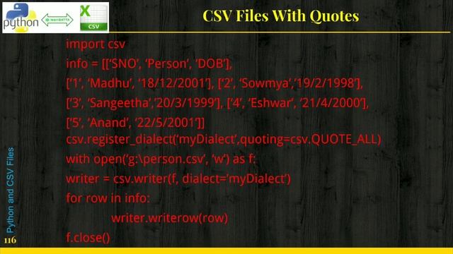 XII CS CH-13 Python and CSV files (write)(2) смотреть онлайн