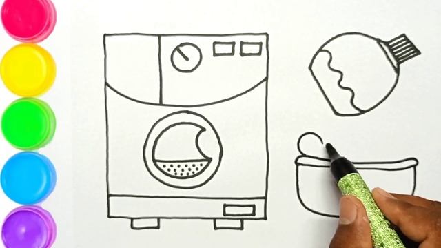 HOW TO DRAW A WASHING MACHINE EASY STEP BY STEP DRAWING VIDEO FOR KIDS.EASY WASHING MACHINE DRAWING смотреть онлайн