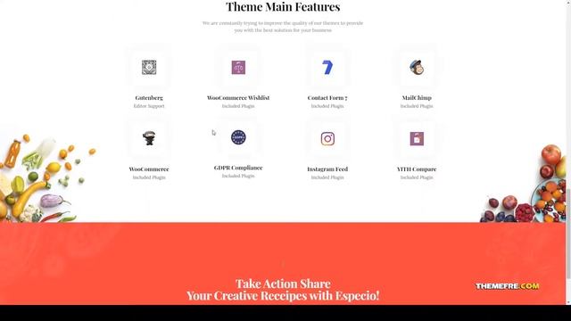 Especio Personal Gutenberg Food Blog WordPress Theme shop blogger Build Website смотреть онлайн