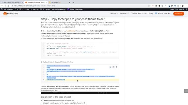 Display © Current Year Automatically in the Divi Bottom Bar смотреть онлайн