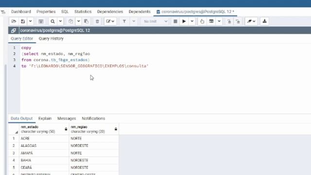 Exportar consulta no PostgreSQL para arquivo de texto (excel) смотреть онлайн