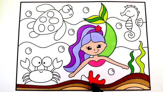 How to Draw a Mermaid Step by Step for Kids ?Mermaid Drawing ?? Fun Coloring Pages for Kids смотреть онлайн