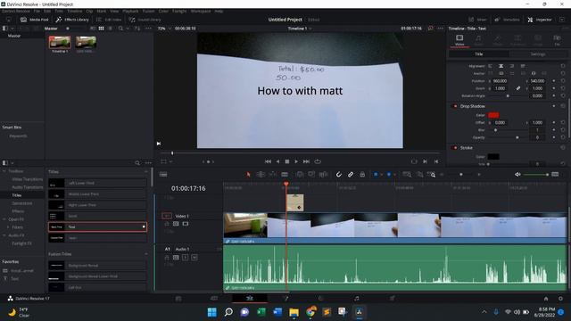HOW TO add a Drop Shadow to text in DaVinci Resolve - SIMPLE AND EASY TUTORIAL смотреть онлайн