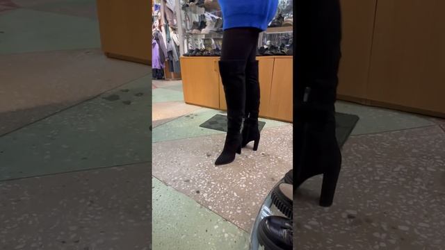 Сапоги ботфорты из натуральной замши, мех евро овчина смотреть онлайн