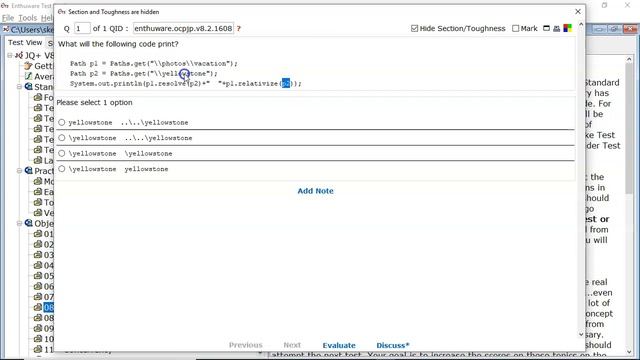 resolve() and relativize() example. (enthuware.ocpjp.v8.2.1608) смотреть онлайн