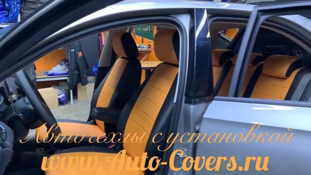 Чехлы на Шкода Рапид 2020. Авточехлы из Экокожи . Установка чехлов на сидения автомобиля. смотреть онлайн