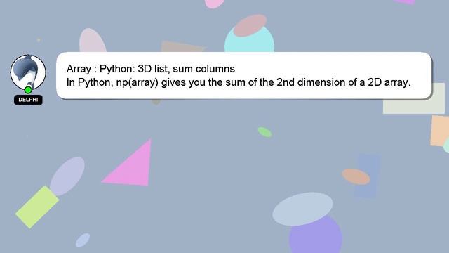 Array : Python: 3D list, sum columns смотреть онлайн