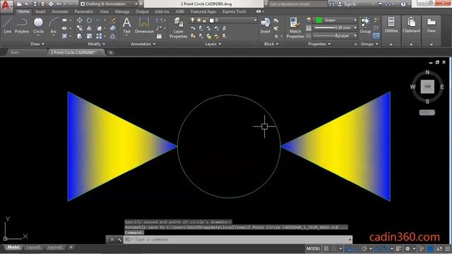 How to Draw 2 Point Circle in AutoCAD 2018 смотреть онлайн