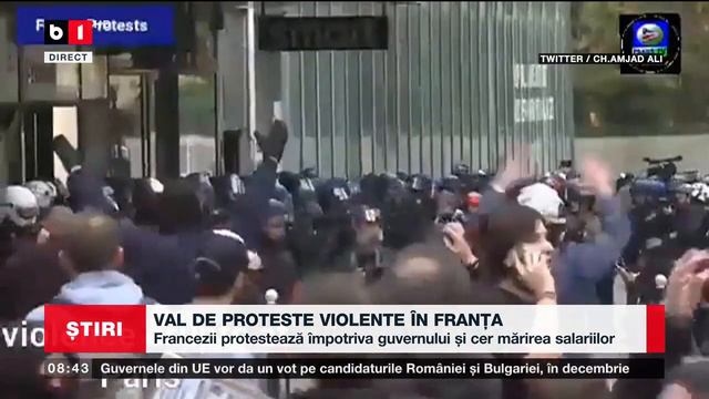 VALURI DE PROTESTE VIOLENTE ÎN FRANȚA_Știri B1_19 oct 2022 смотреть онлайн
